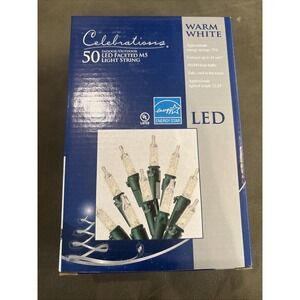 Celebrations 50 Indoor Outdoor Led Faceted M5 Light String Warm White Nos